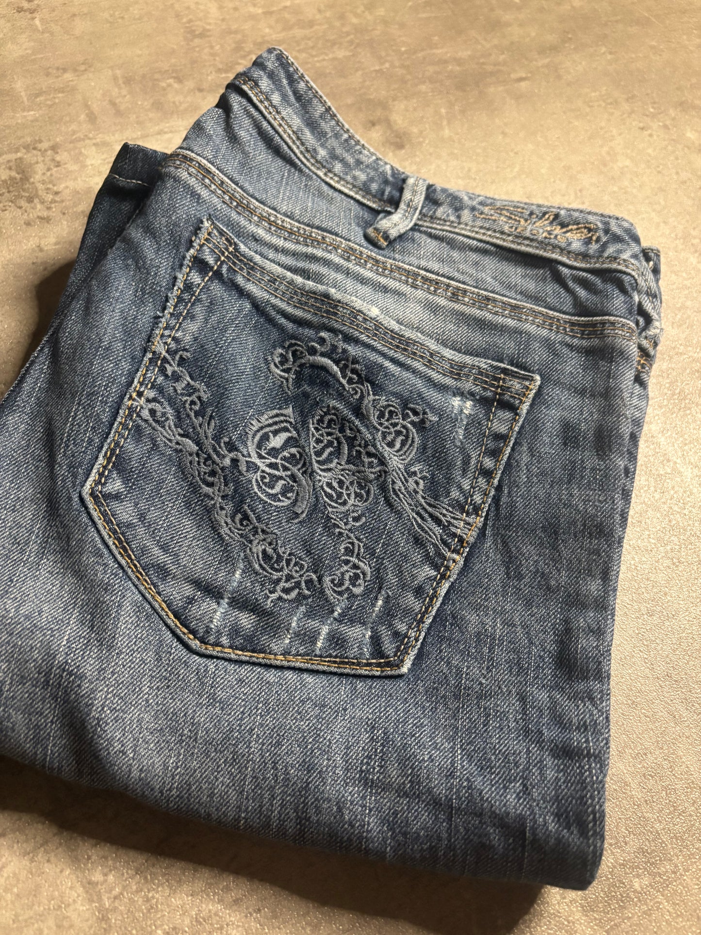Silver bootcut jeans / L