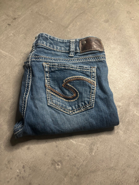 Silver bootcut jeans / M