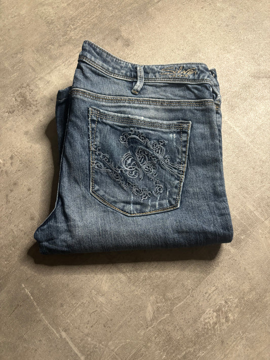 Silver bootcut jeans / L