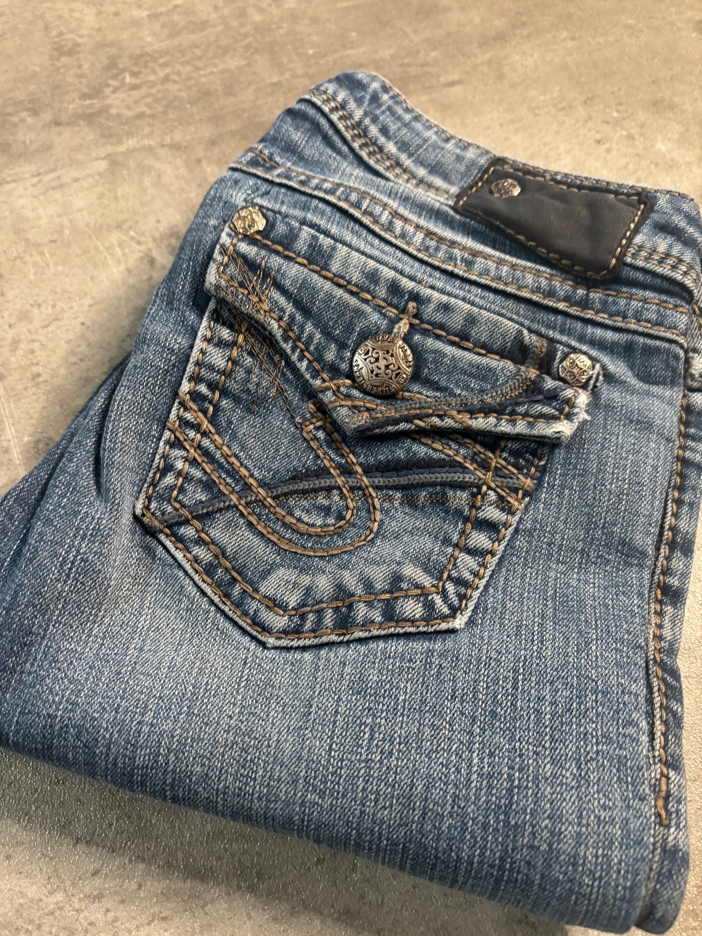Silver bootcut jeans / XS