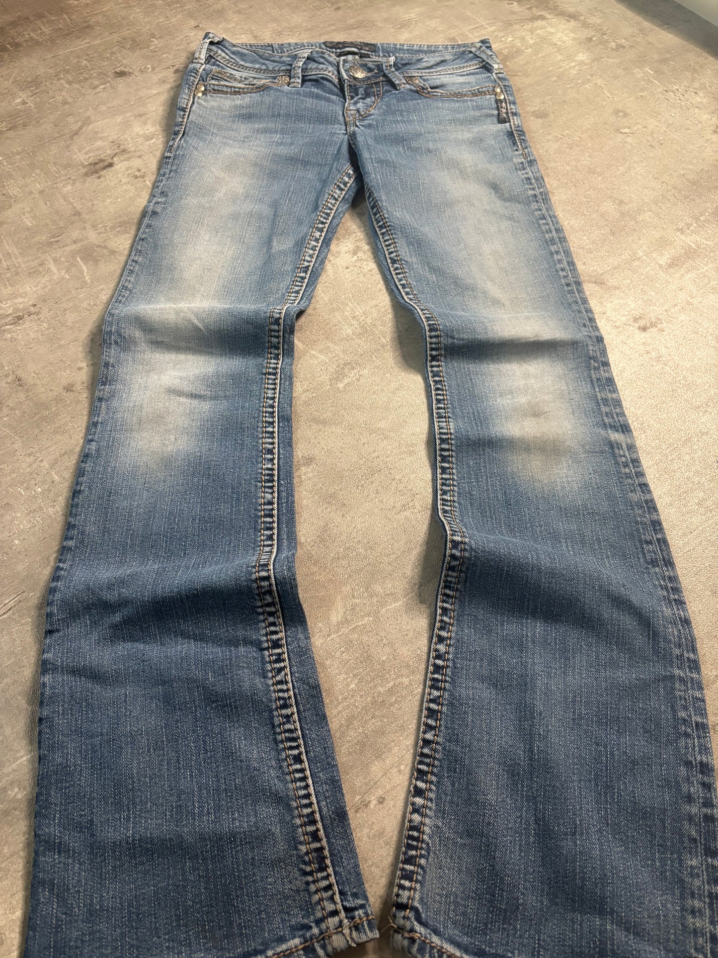 Silver bootcut jeans / XS