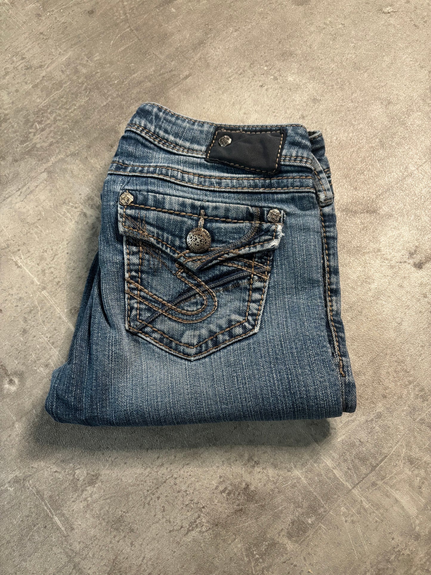 Silver bootcut jeans / XS