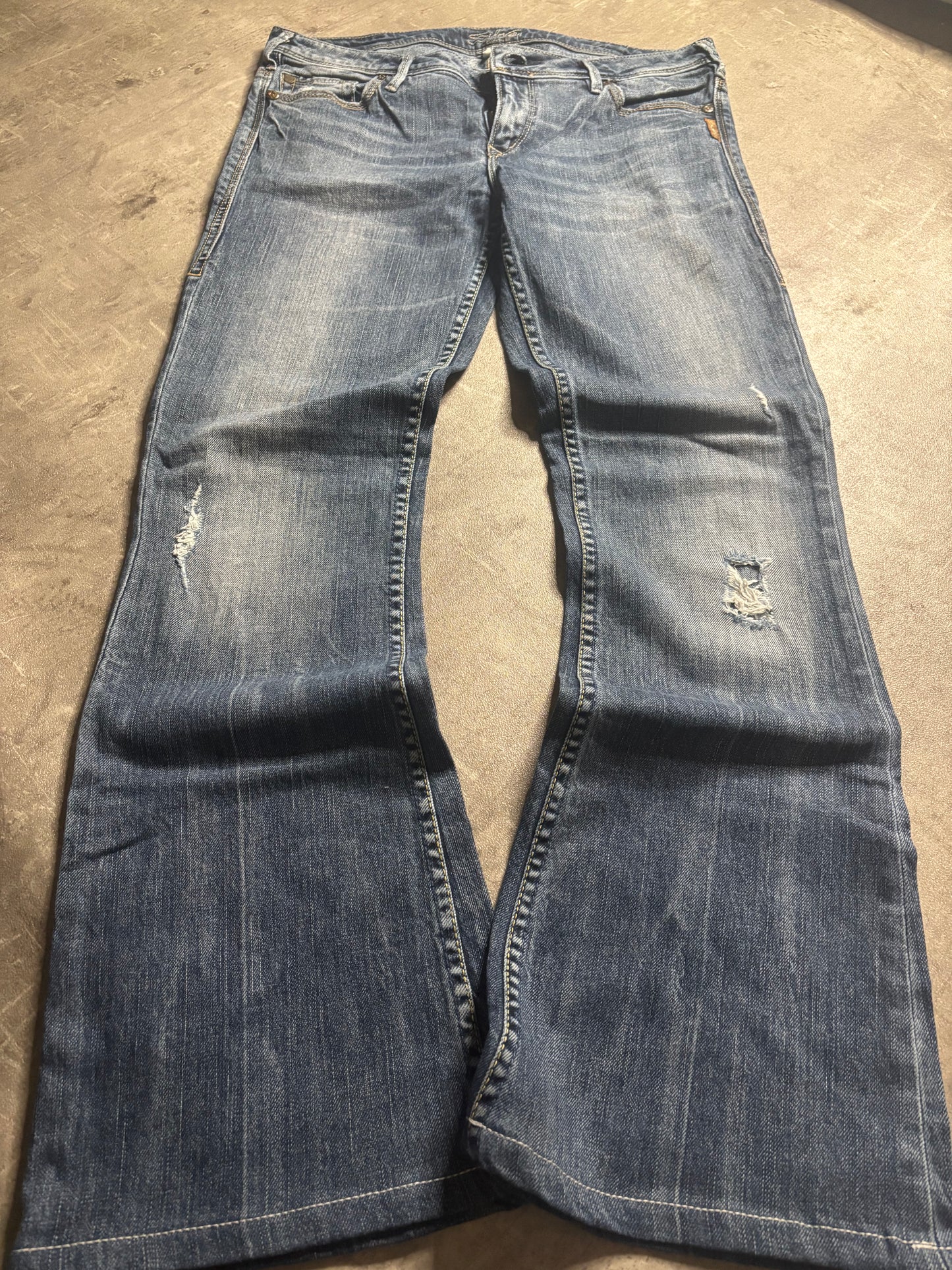 Silver bootcut jeans / L
