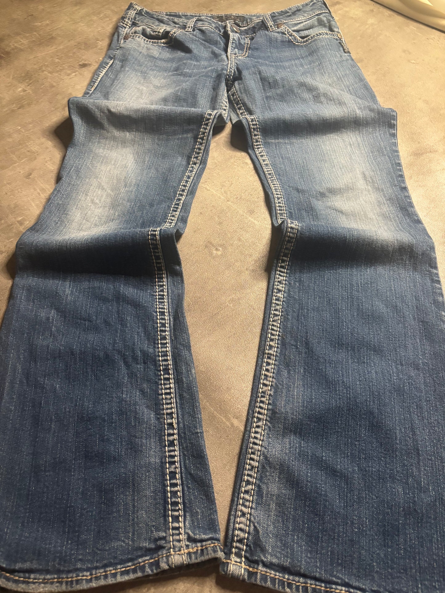 Silver bootcut jeans / M